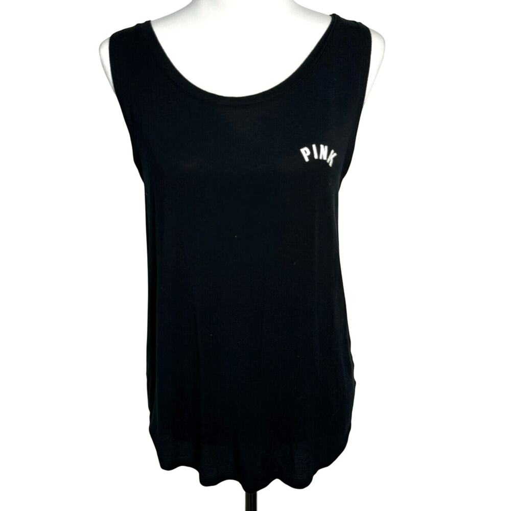 VICTORIA'S SECRET PINK Women's Small Black Super Soft Athletic Tank Top Tunic